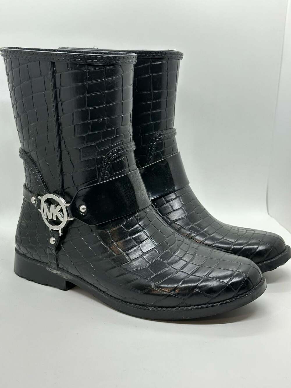 Michael Kors Black CrocodileRain Boots Size 8